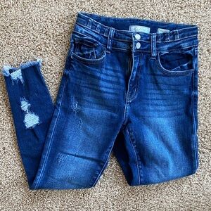 Distressed High Rise Ankle Skinny Jeans